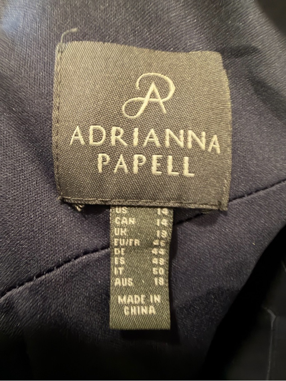 Adrianna Papell Navy Beaded Embellished Neck Gown Twist Waist Keyhole Back 14 - Picture 15 of 16